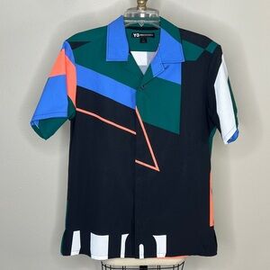 Y3 Adidas Short Sleeve Abstract Print Shirt, Small